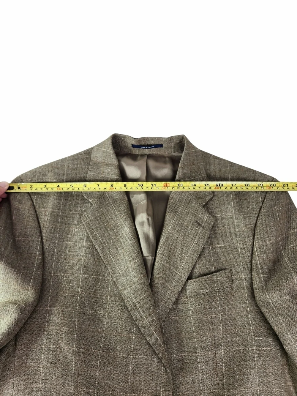 Chaps Ralph Lauren Blazer 42R Tan Plaid Silk Wool Sport Coat Mens Classic Jacket
